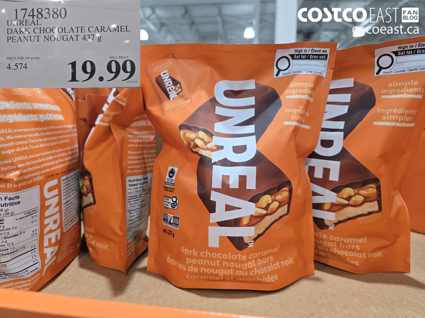 1748380 UNREAL DARK CHOCOLATE CARAMEL PEANUT NOUGAT 437 g $19.99
