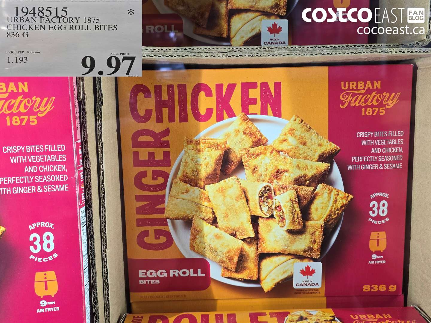 1948515 URBAN FACTORY 1875 CHICKEN EGG ROLL BITES 836 G $9.97