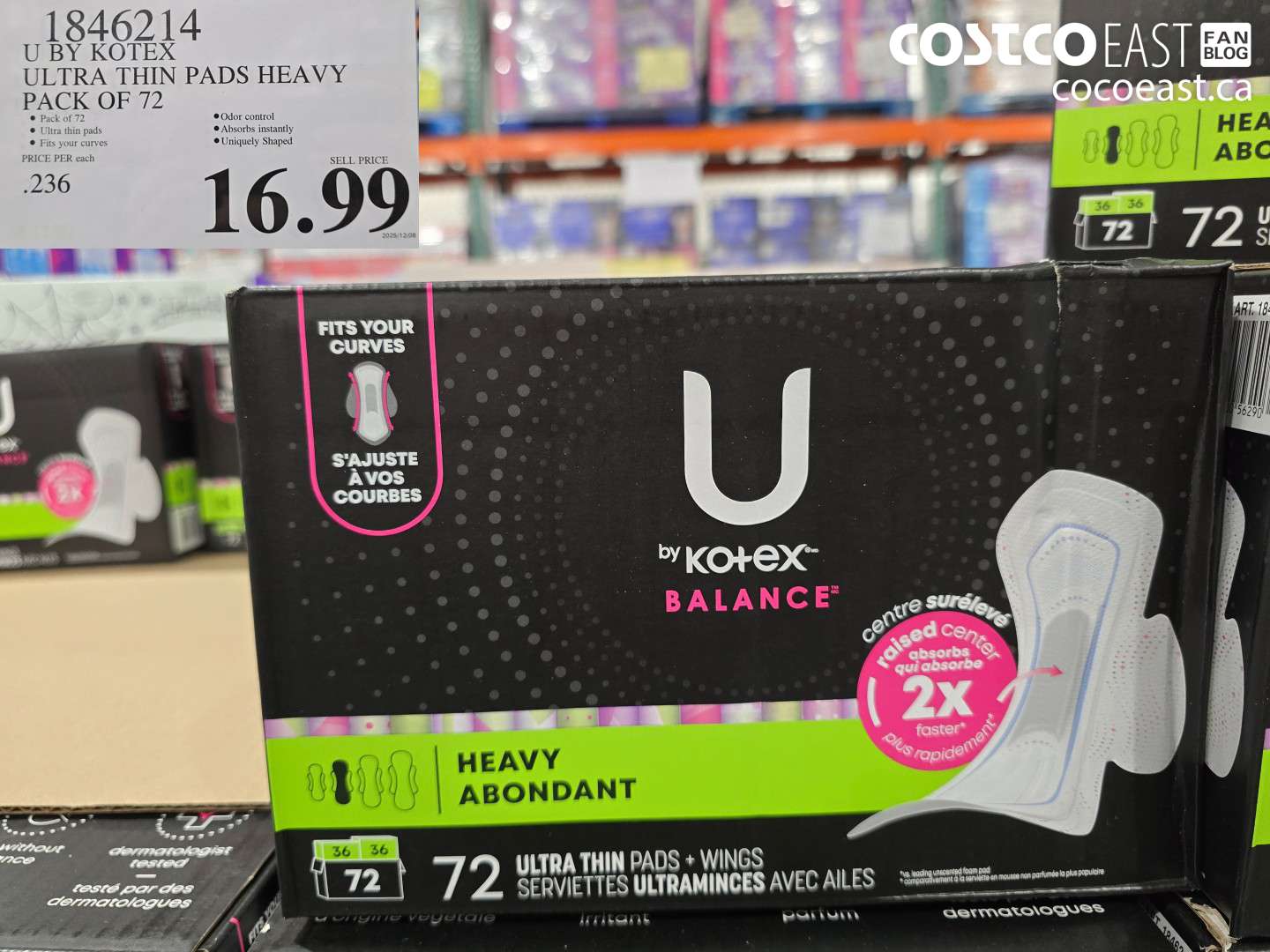 1846214 U BY KOTEX ULTRA THIN PADS HEAVY PACK OF 72 $16.99