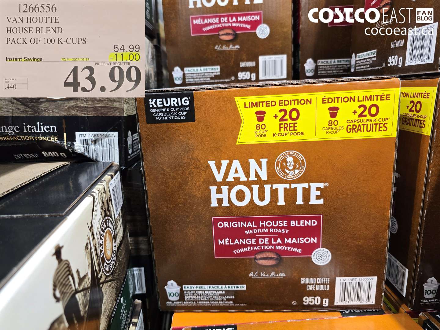 1266556 VAN HOUTTE HOUSE BLEND PACK OF 100 K-CUPS ($11.00 INSTANT SAVINGS EXPIRES ON 2026-02-15) $43.99