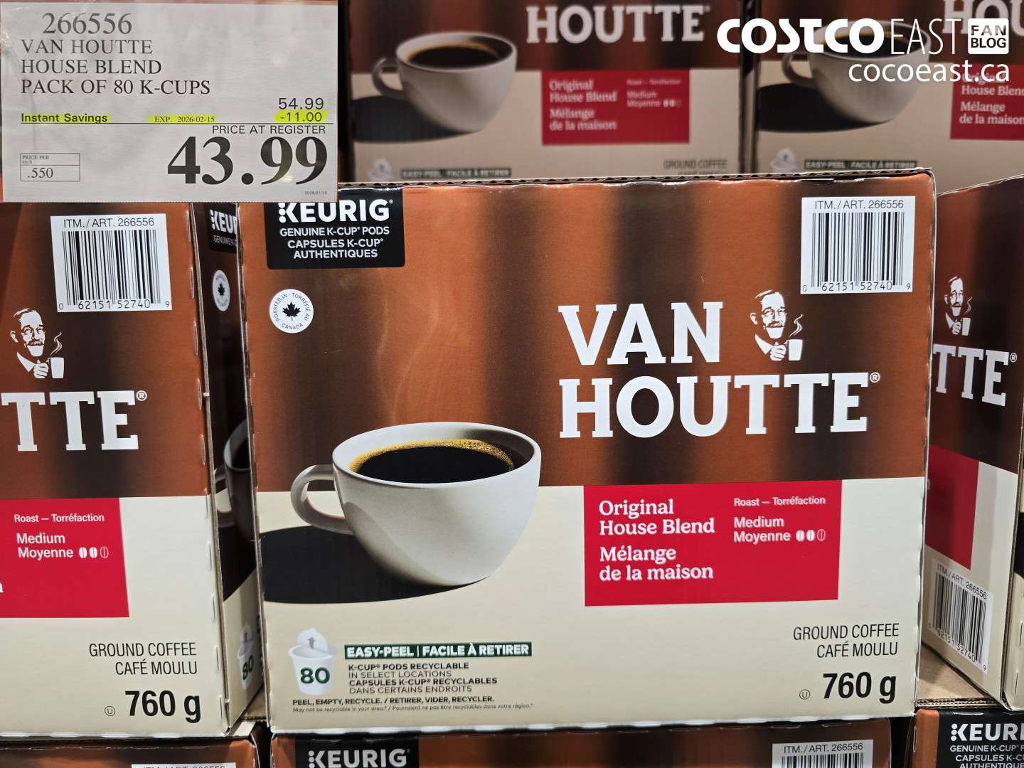 266556 VAN HOUTTE HOUSE BLEND PACK OF 80 K-CUPS ($11.00 INSTANT SAVINGS EXPIRES ON 2026-02-15) $43.99