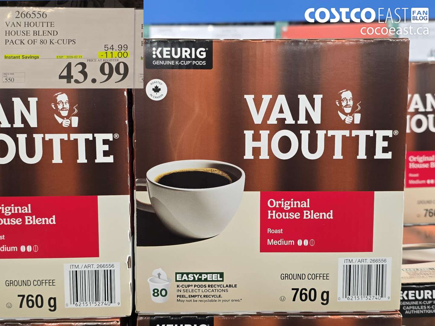 266556 VAN HOUTTE HOUSE BLEND PACK OF 80 K-CUPS ($11.00 INSTANT SAVINGS EXPIRES ON 2026-02-15) $43.99