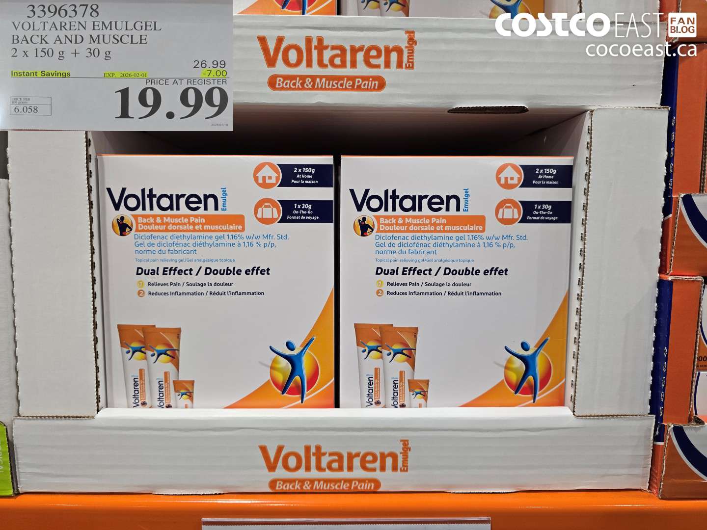 3396378 VOLTAREN EMUGEL BACK AND MUSCLE PAIN 2 X 150G + 30G ($7.00 INSTANT SAVINGS EXPIRES ON 2026-02-01) $19.99