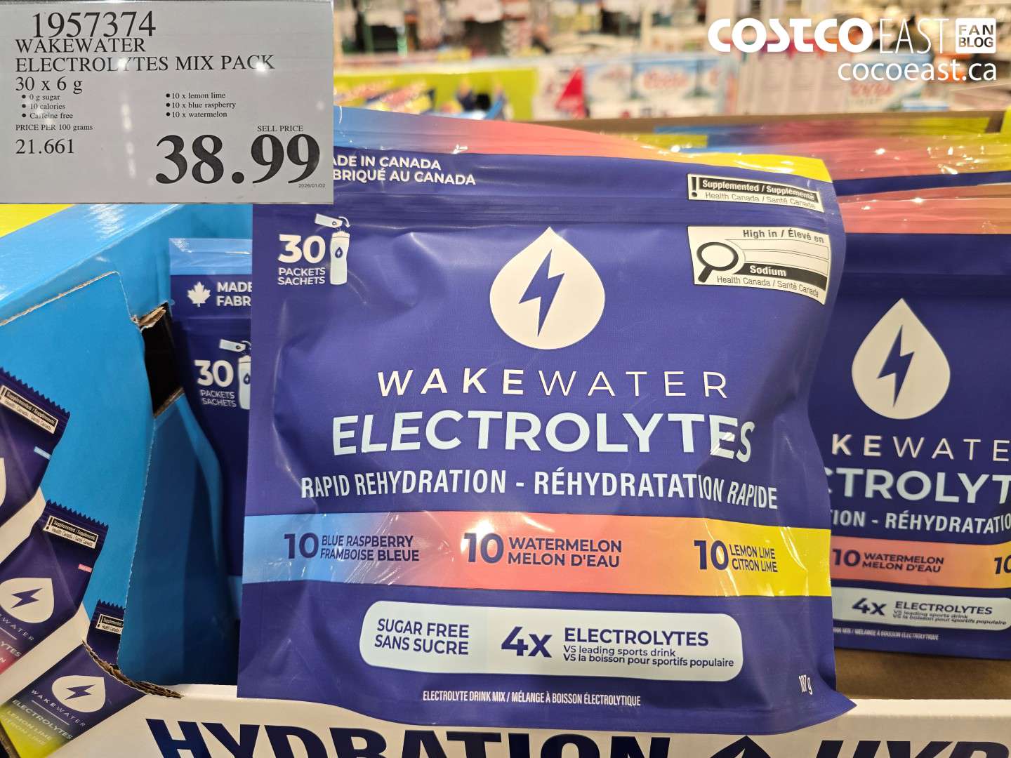 1957374 WAKEWATER ELECTROLYTES MIX PAC 30 X 6G $38.99