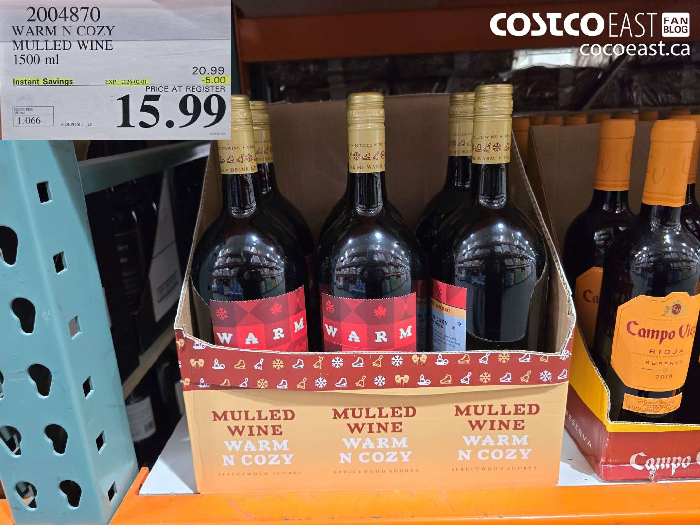 2004870 WARM N COZY MULLED WINE 1500 m ($5.00 INSTANT SAVINGS EXPIRES ON 2026-02-01) $15.99