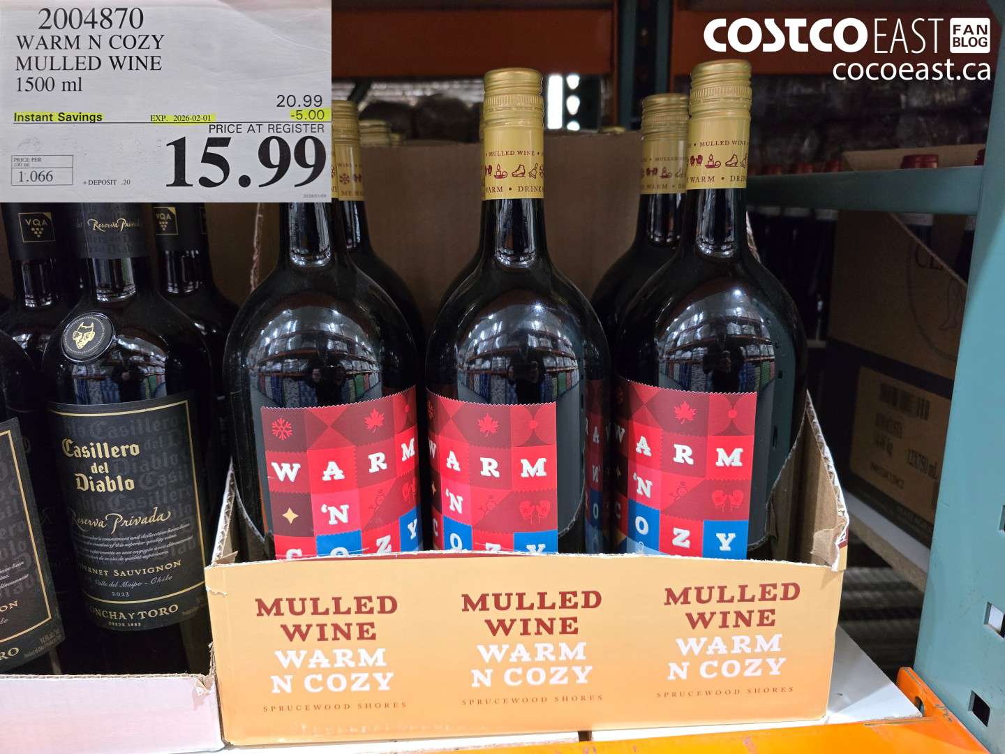 2004870 WARM N COZY MULLED WINE 1500 m ($5.00 INSTANT SAVINGS EXPIRES ON 2026-02-01) $15.99