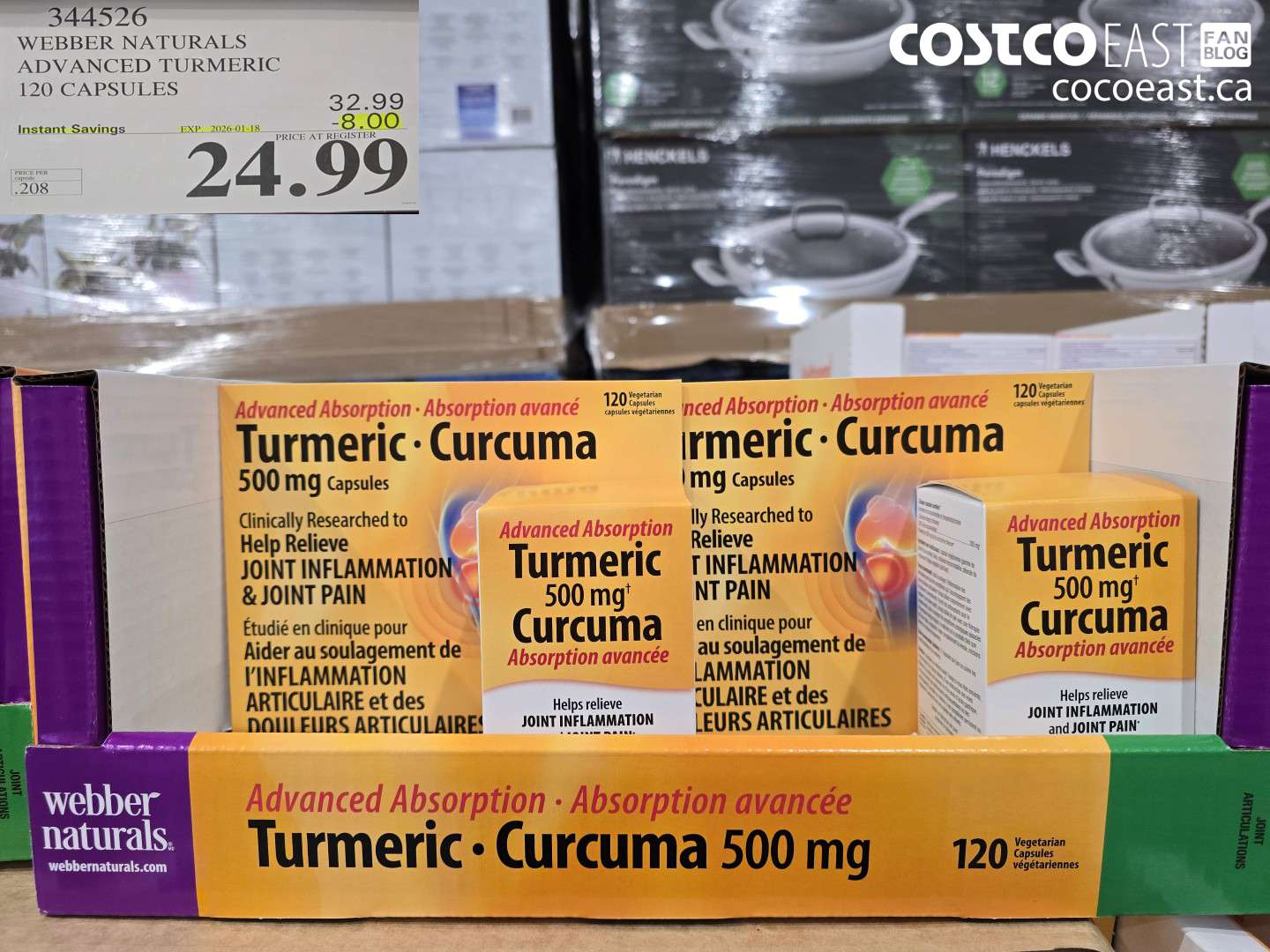 344526 WEBBER NATURALS ADVANCED TURMERIC 120 CAPSULES ($8.00 INSTANT SAVINGS EXPIRES ON 2026-01-18) $24.99