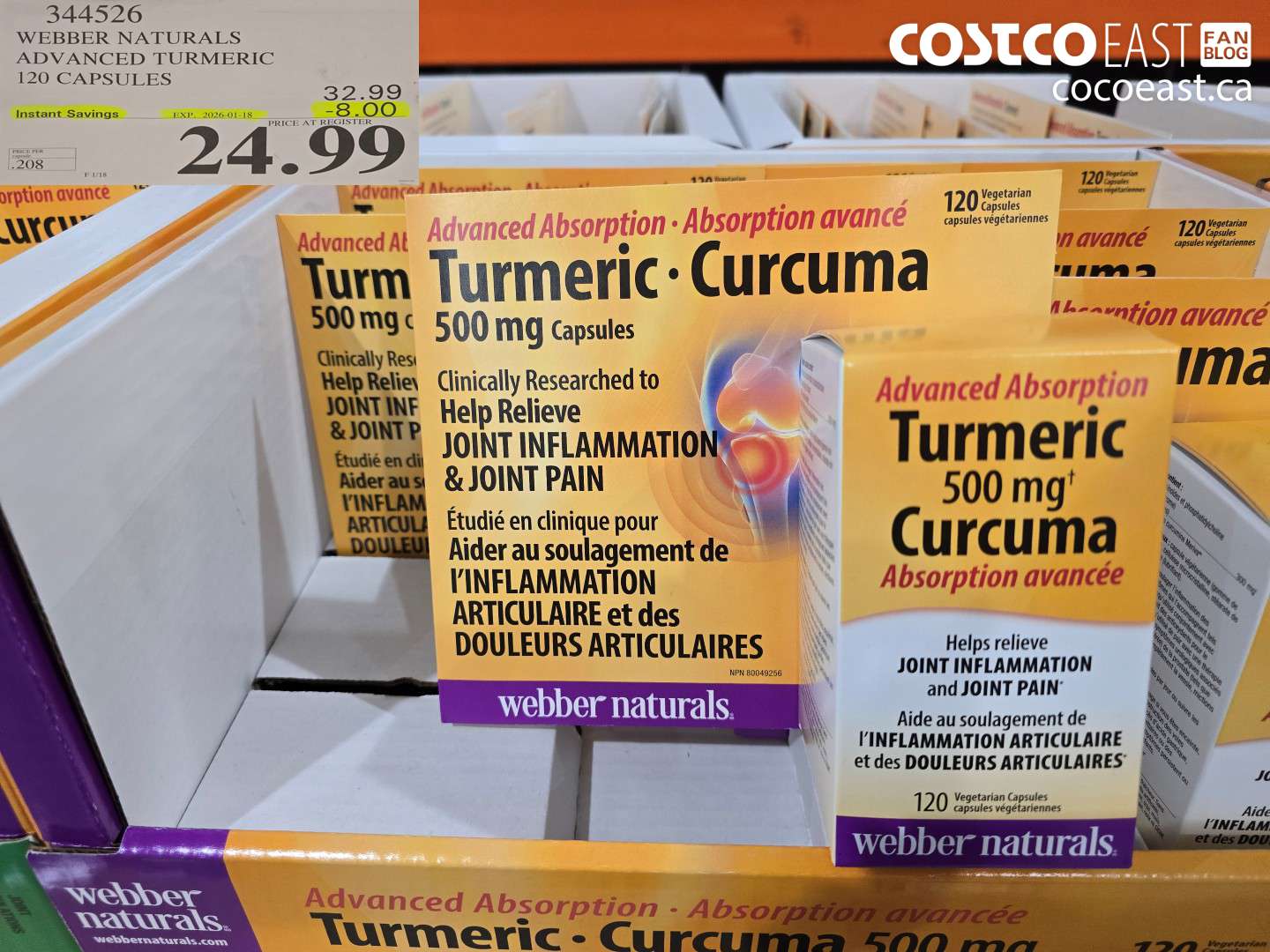 344526 WEBBER NATURALS ADVANCED TURMERIC 120 CAPSULES ($8.00 INSTANT SAVINGS EXPIRES ON 2026-01-18) $24.99