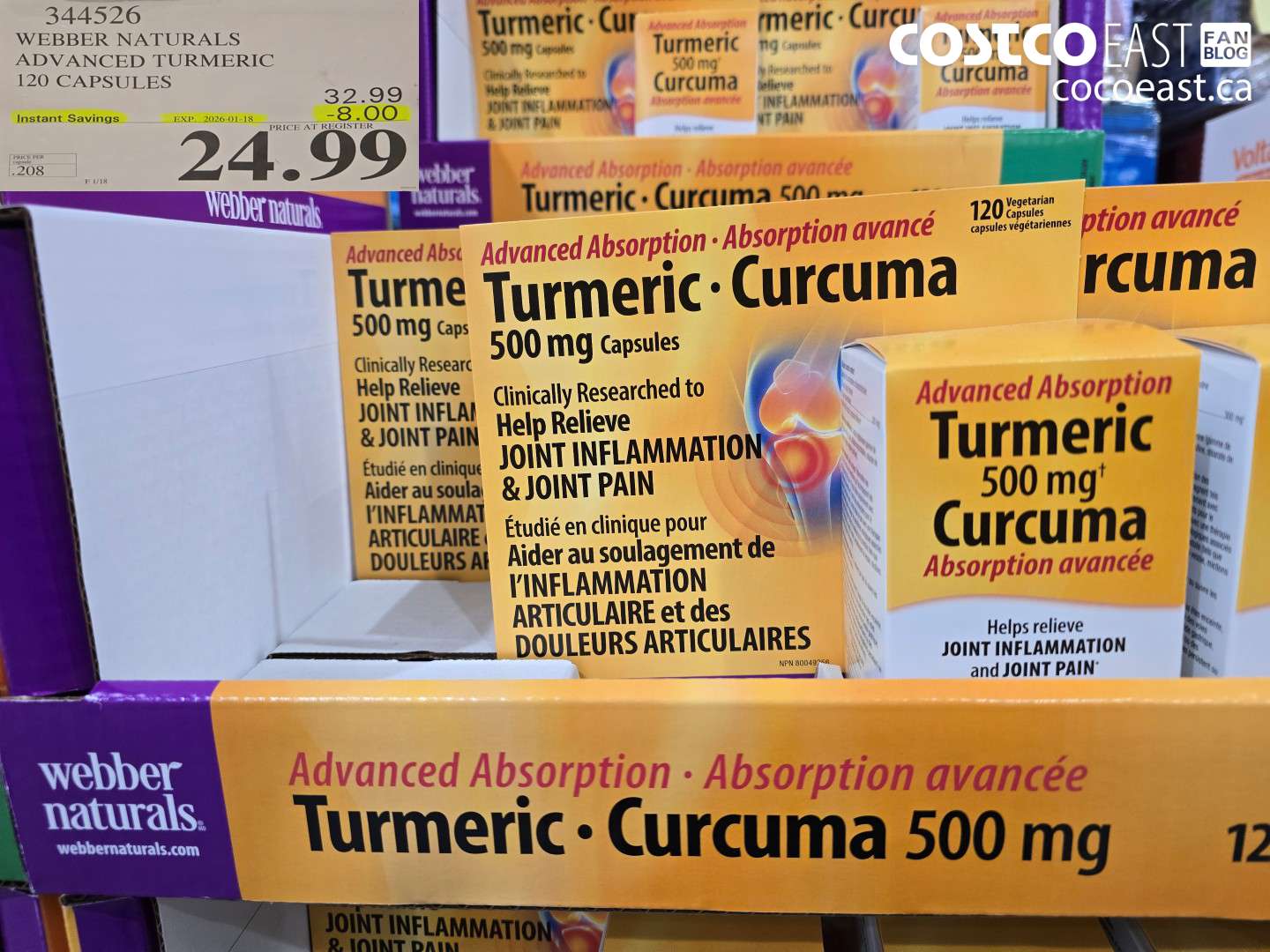 344526 WEBBER NATURALS ADVANCED TURMERIC 120 CAPSULES ($8.00 INSTANT SAVINGS EXPIRES ON 2026-01-18) $24.99