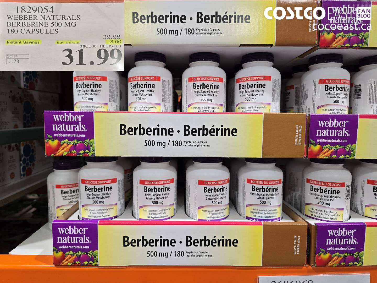 1829054 WEBBER NATURALS BERBERINE 500 MG 180 CAPSULES ($8.00 INSTANT SAVINGS EXPIRES ON 2026-01-25) $31.99