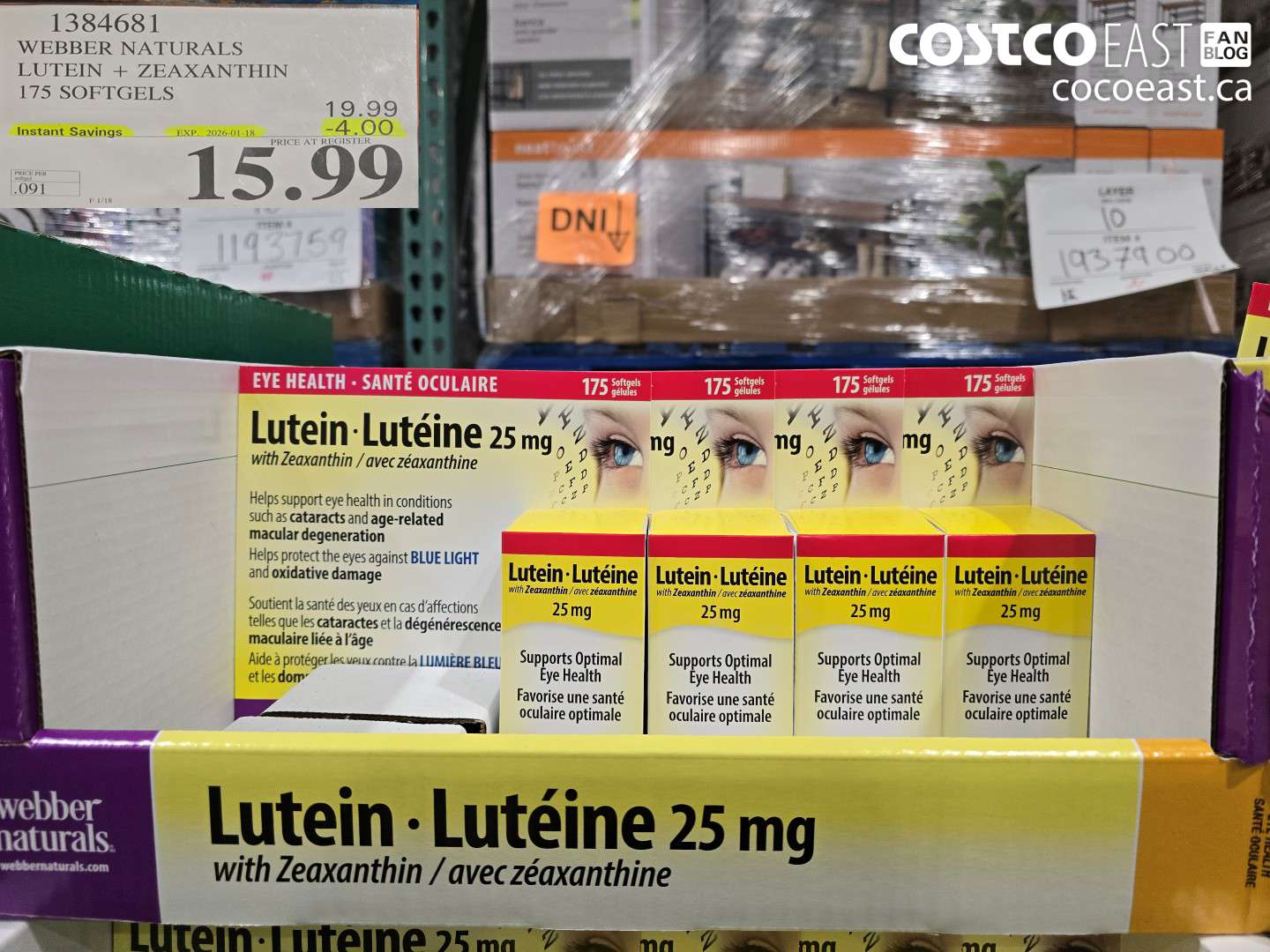 1384681 WEBBER NATURALS LUTEIN + ZEAXANTHIN 175 SOFTGELS ($4.00 INSTANT SAVINGS EXPIRES ON 2026-01-18) $15.99