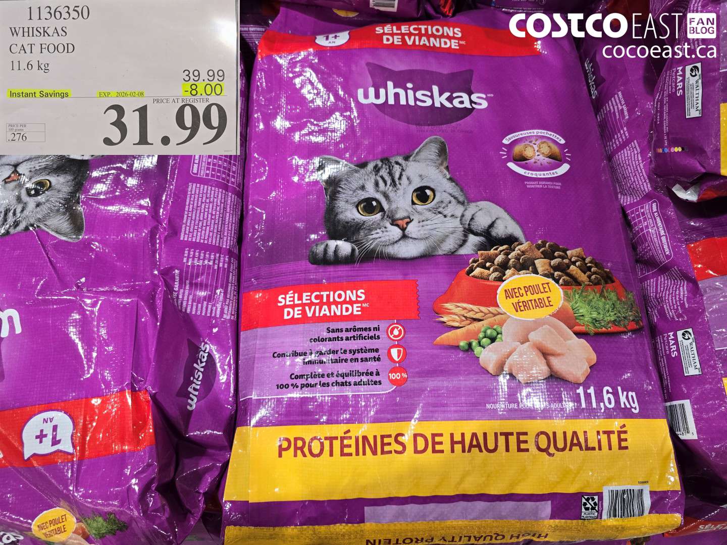 1136350 WHISKAS DRY CAT FOOD 11.6 kg ($8.00 INSTANT SAVINGS EXPIRES ON 2026-02-08) $31.99