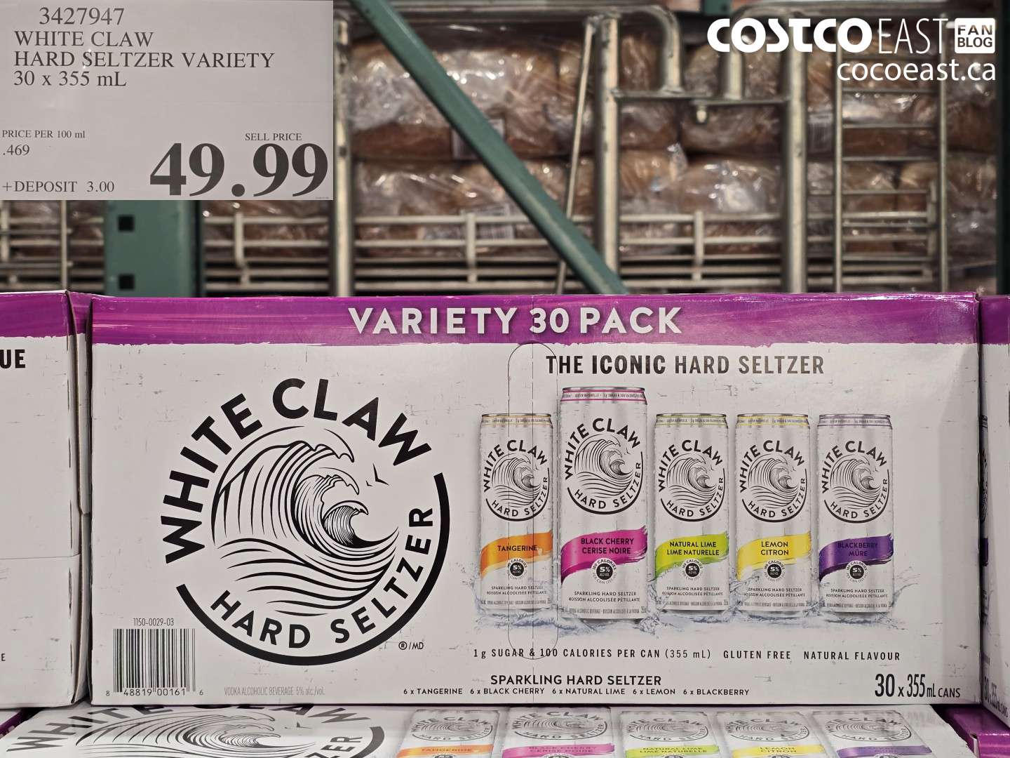 3427947 WHITE CLAW HARD SELTZER VARIETY 30 x 355 mL $49.99