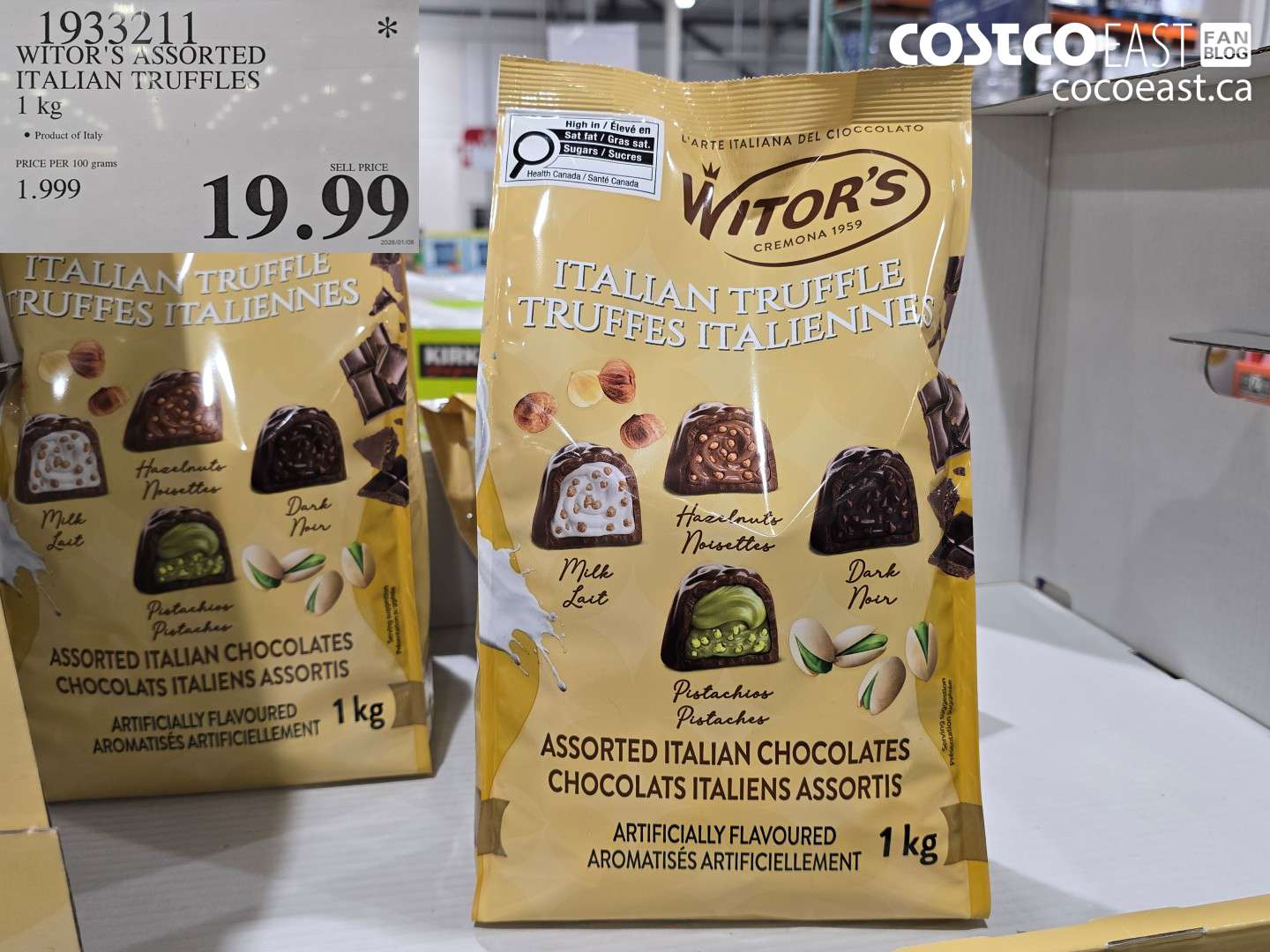 1933211 WITOR'S ASSORTED ITALIAN TRUFFLES 1 KG $19.99