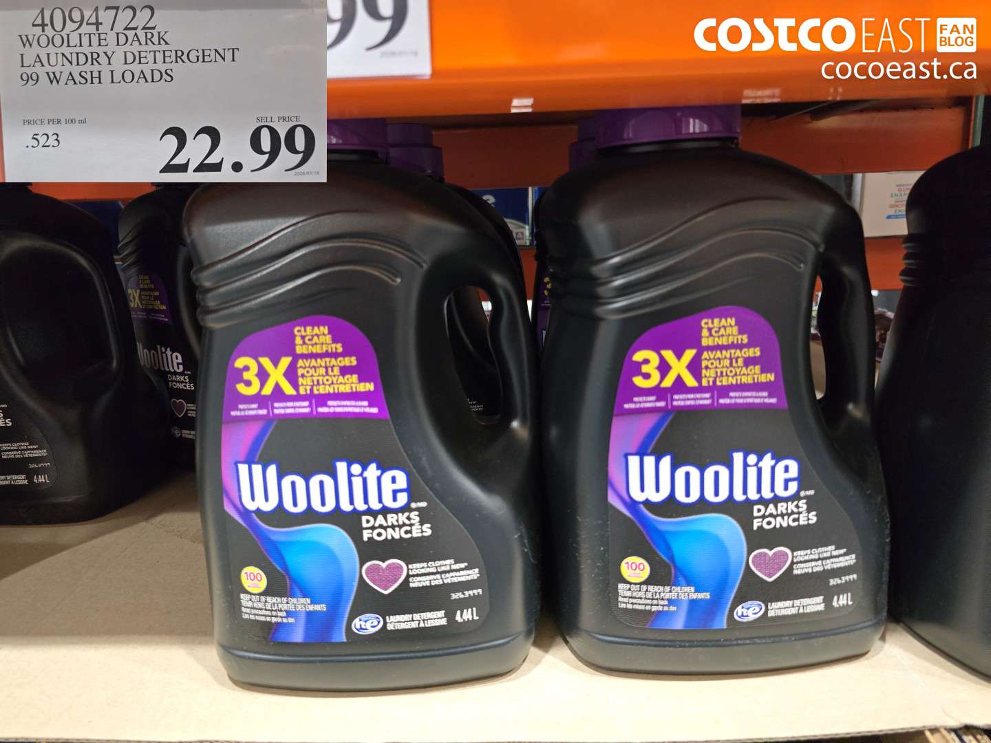 4094722 WOOLITE DARK LAUNDRY DETERGENT 99 wash loads $22.99