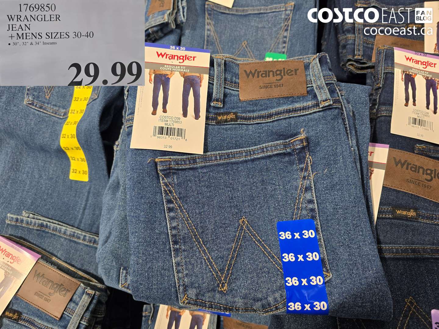 1769850 WRANGLER JEAN + MENS SIZES 30-40 $29.99