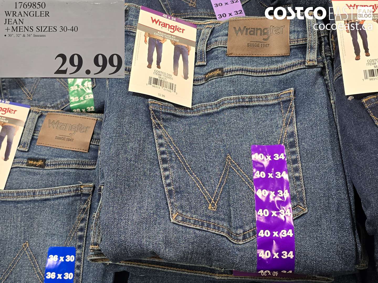 1769850 WRANGLER JEAN + MENS SIZES 30-40 $29.99