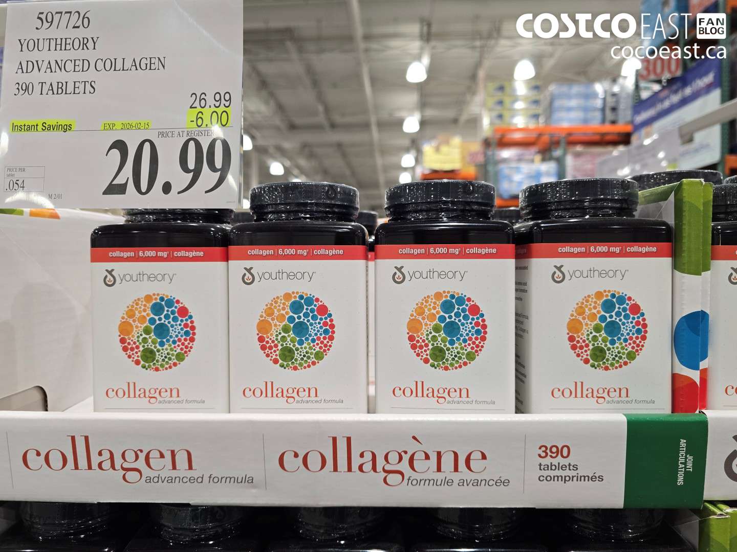 597726 YOUTHEORY ADVANCED COLLAGEN 390 TABLETS ($6.00 INSTANT SAVINGS EXPIRES ON 2026-02-15) $20.99