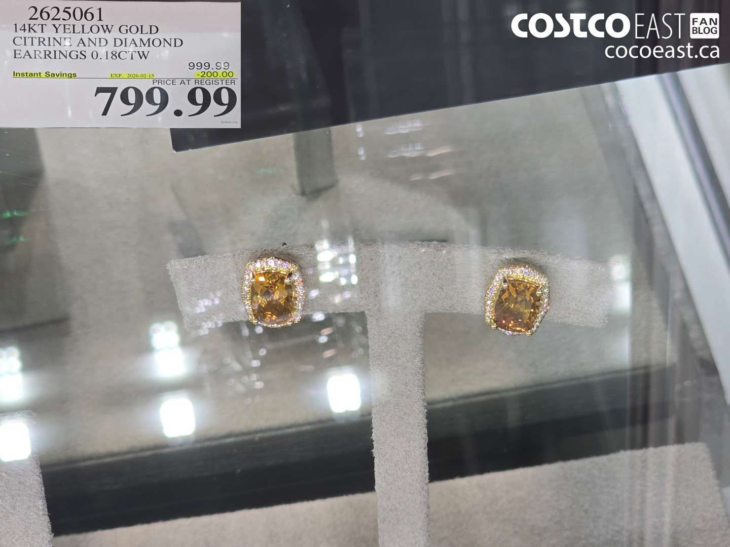 2625061 14KT YELLOW GOLD CITRINE AND DIAMOND EARRINGS 0.18CTW ($200.00 INSTANT SAVINGS EXPIRES ON 2026-02-15) $799.99