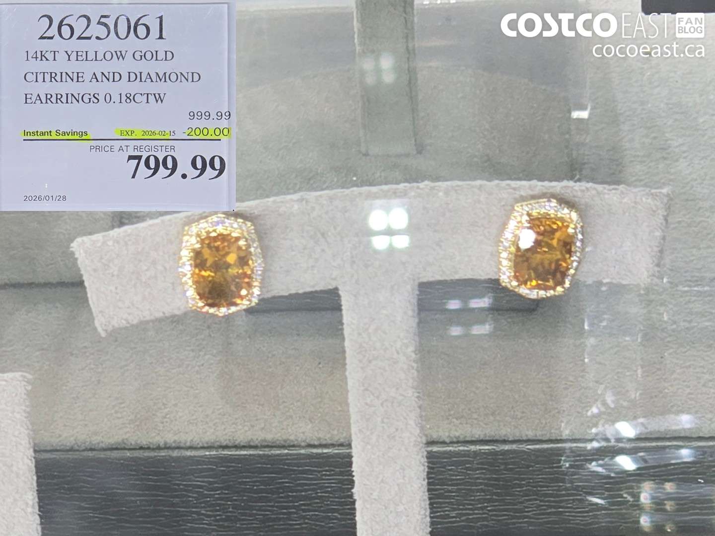 2625061 14KT YELLOW GOLD CITRINE AND DIAMOND EARRINGS 0.18CTW ($200.00 INSTANT SAVINGS EXPIRES ON 2026-02-15) $799.99