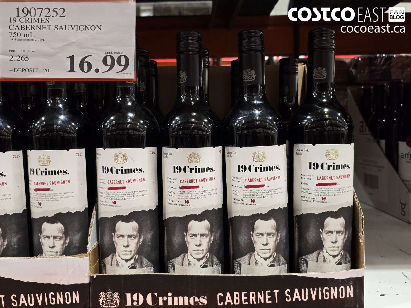 1907252 19 CRIMES CABERNET SAUVIGNON 750 mL $16.99