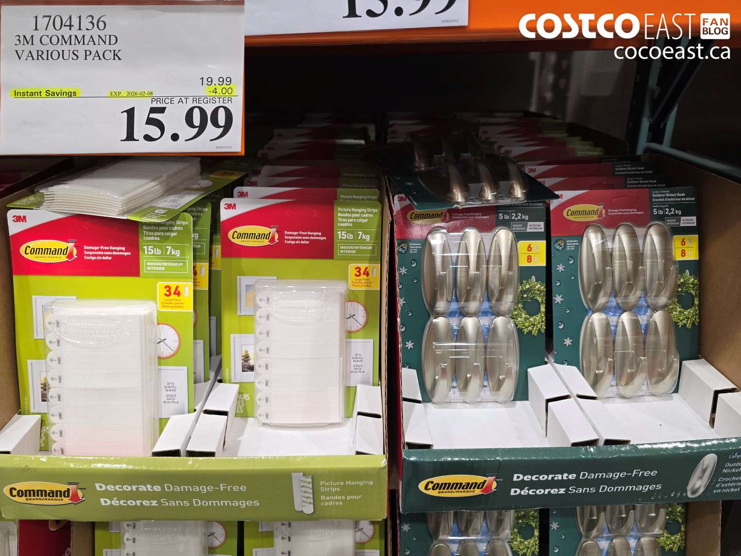 1704136 3M COMMAND VARIOUS PACK ($4.00 INSTANT SAVINGS EXPIRES ON 2026-02-08) $15.99