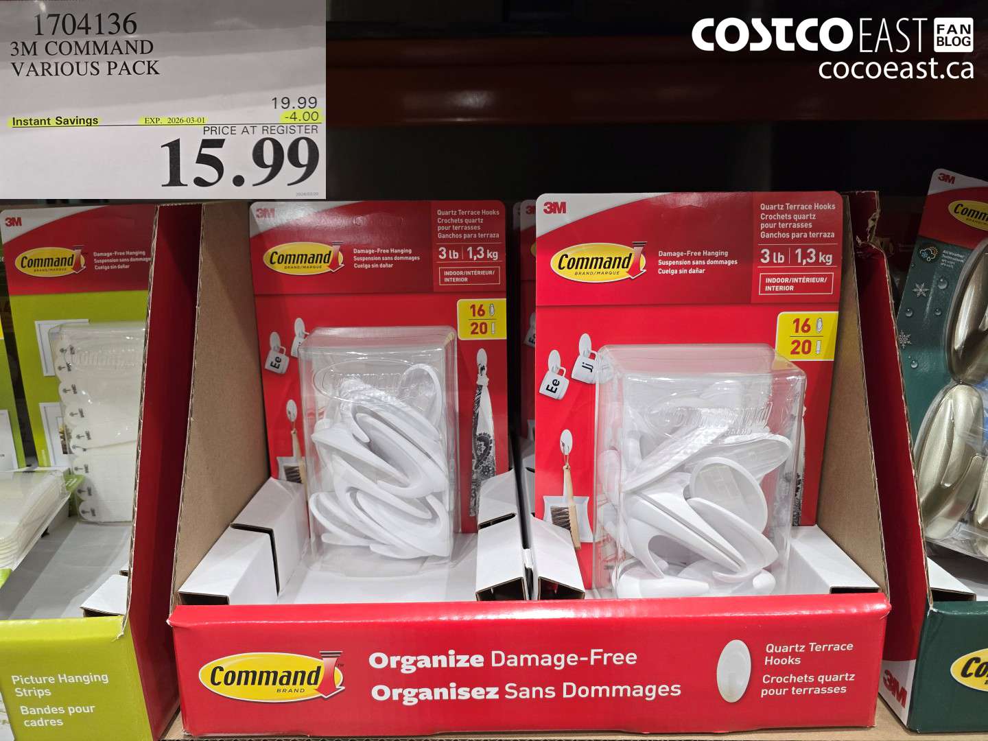 1704136 3M COMMAND VARIOUS PACK ($4.00 INSTANT SAVINGS EXPIRES ON 2026-03-01) $15.99