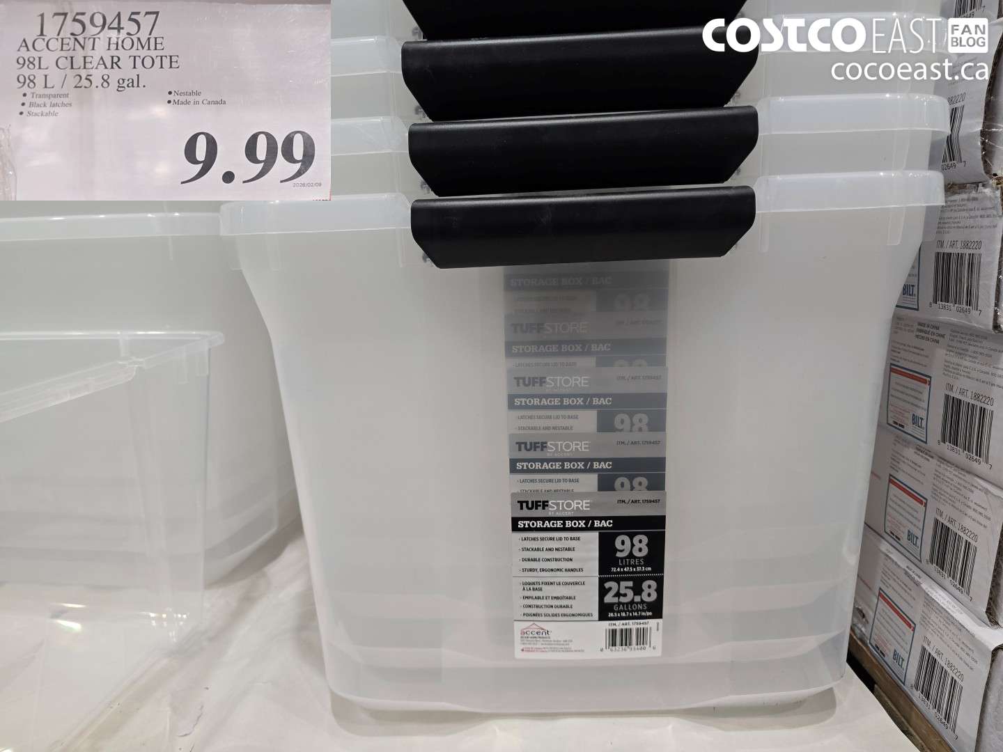 1759457 ACCENT HOME 98L CLEAR TOTE 98 L / 25.8 gal. $9.99