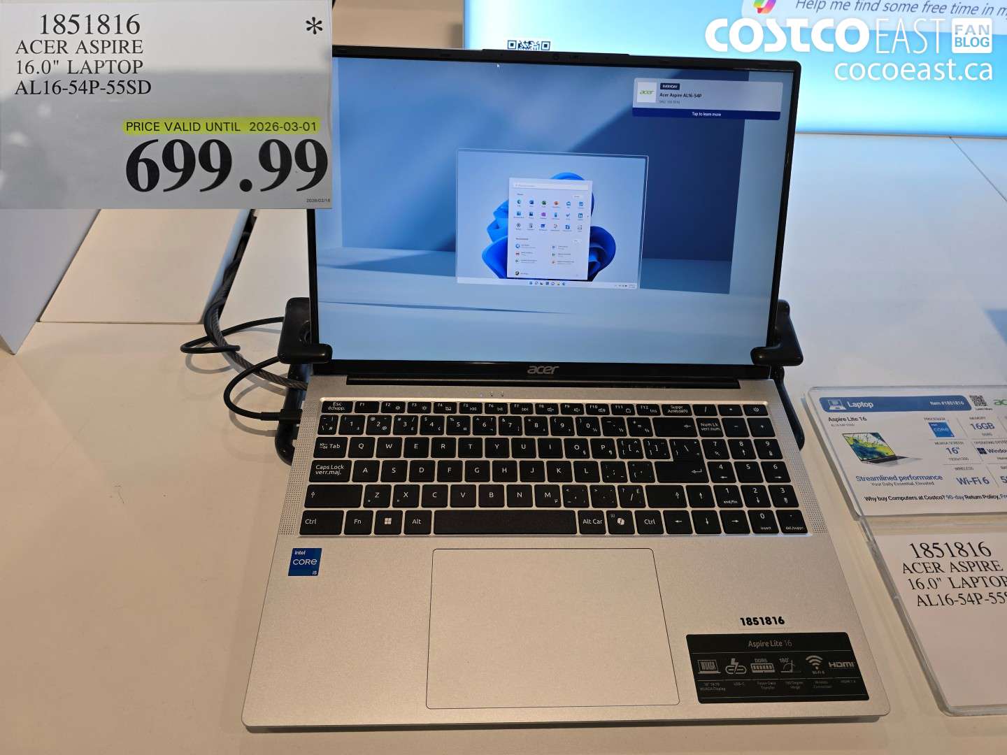 1851816 ACER ASPIRE 16.0 LAPTOP AL16-54P-55SD $699.99