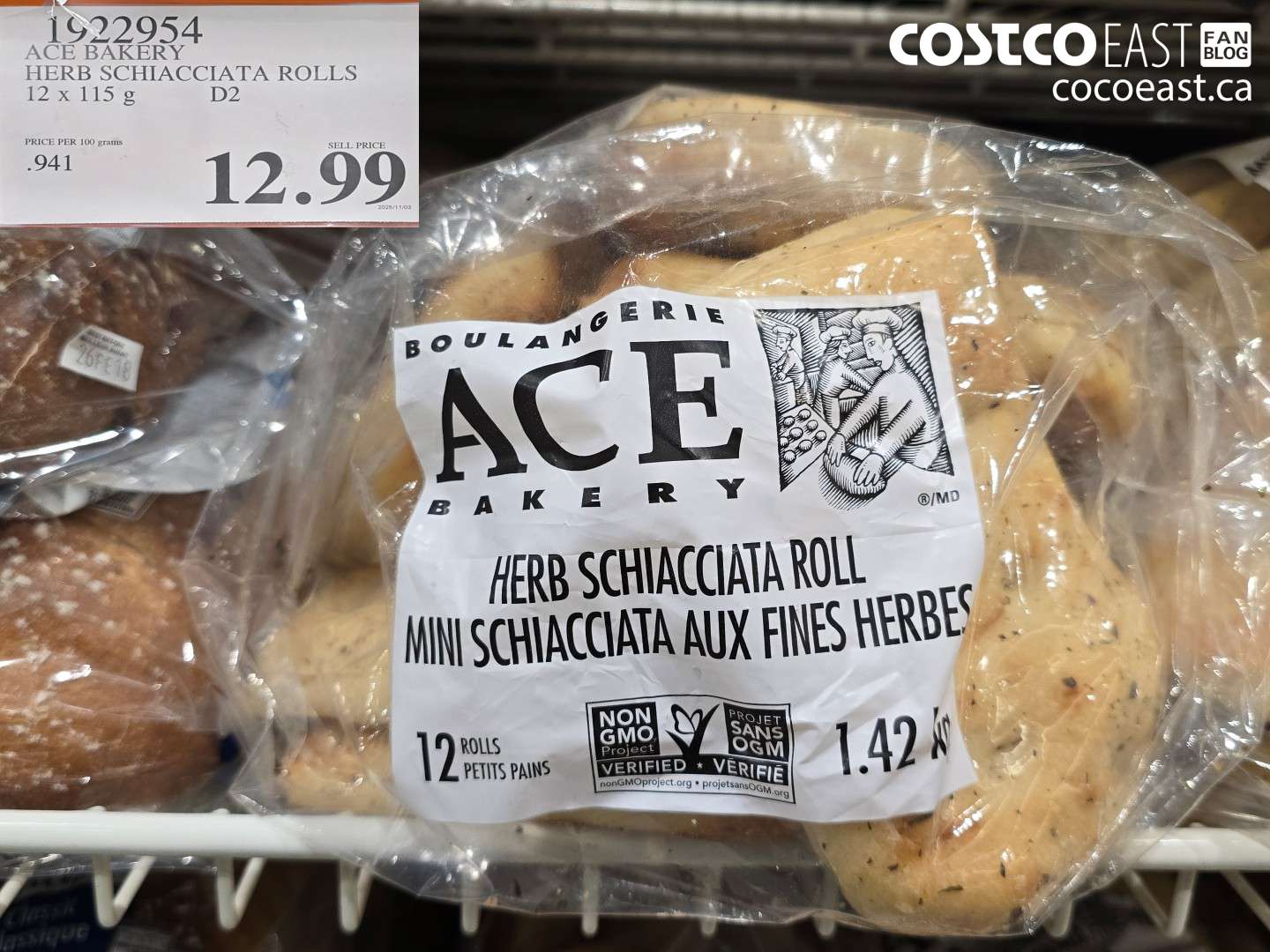 1922954 ACE BAKERY HERB SCHIACCIATA ROLLS 12 x 115 g $12.99