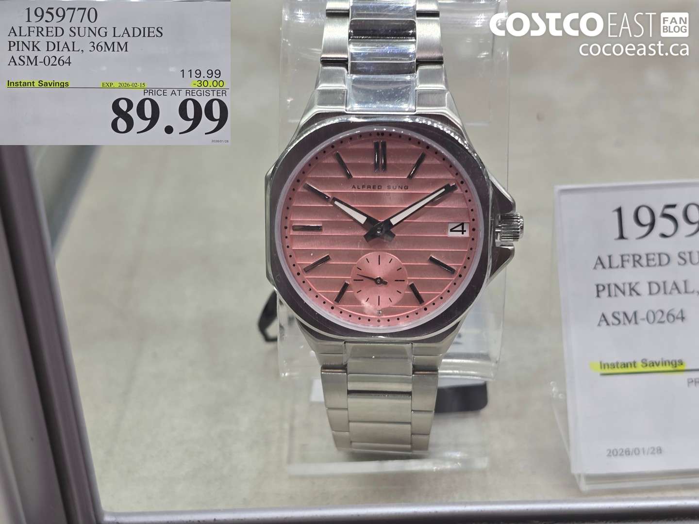 1959770 ALFRED SUNG LADIES PINK DIAL, 36MM ASM-0264 ($30.00 INSTANT SAVINGS EXPIRES ON 2026-02-15) $89.99