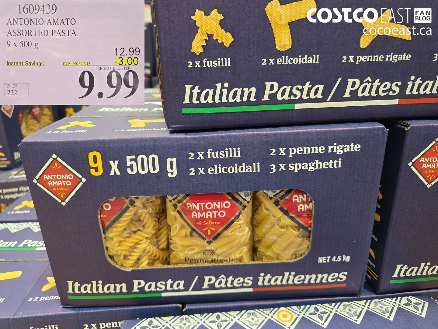 1609439 ANTONIO AMATO ASSORTED PASTA 9 x 500 g ($3.00 INSTANT SAVINGS EXPIRES ON 2026-02-15) $9.99