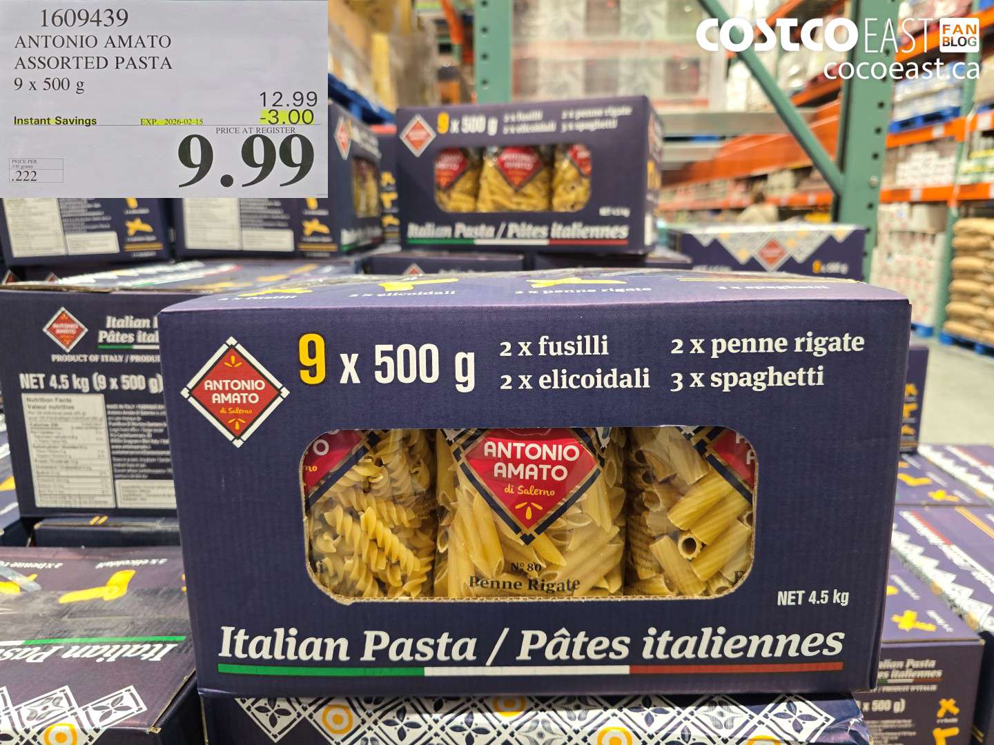 1609439 ANTONIO AMATO ASSORTED PASTA 9 x 500 g ($3.00 INSTANT SAVINGS EXPIRES ON 2026-02-15) $9.99