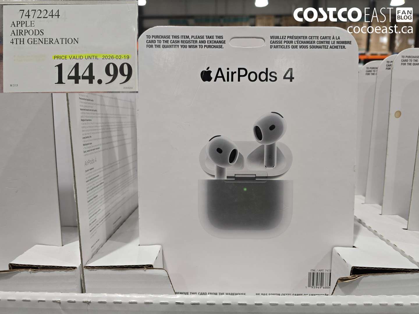 7472244 APPLE AIRPODS 4TH GENERATION $144.99