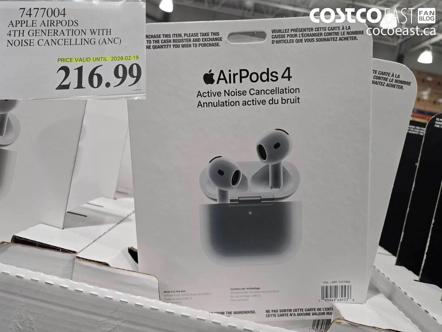 7477004 APPLE AIRPODS 4TH GENERATION WITH NOISE CANCELLING (ANC) $216.99