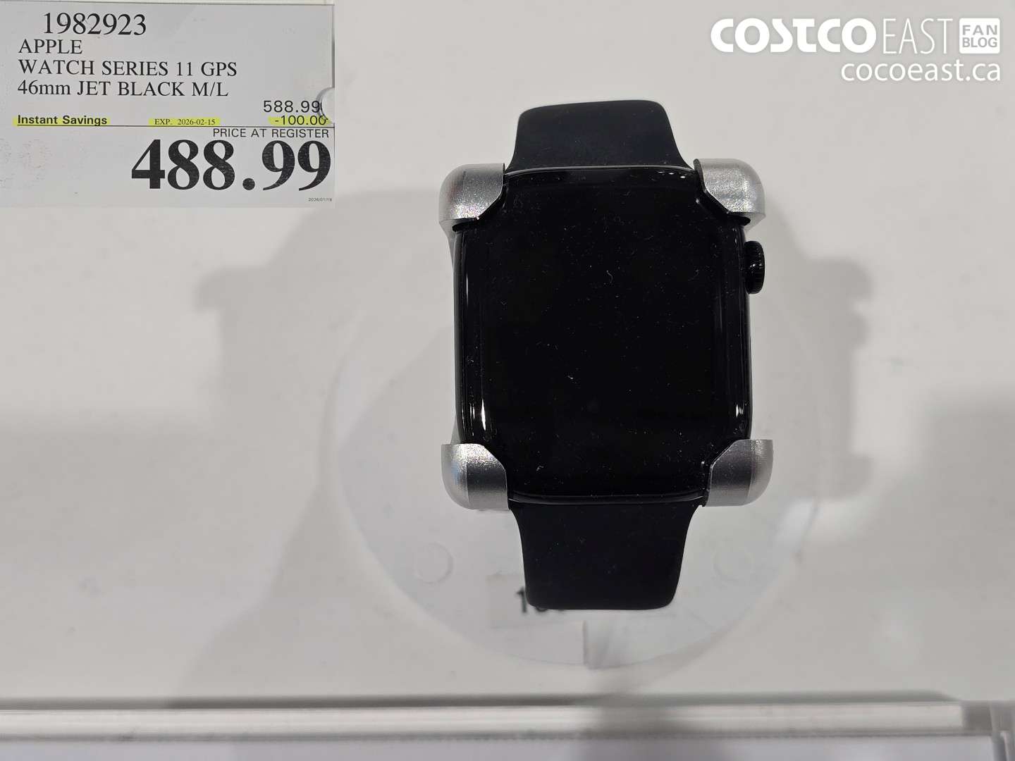 1982923 APPLE WATCH SERIES 11 GPS 46mm JET BLACK M/L ($100.00 INSTANT SAVINGS EXPIRES ON 2026-02-15) $488.99