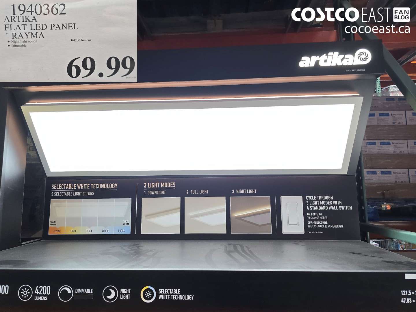 1940362 ARTIKA FLAT LED PANEL RAYMA $69.99