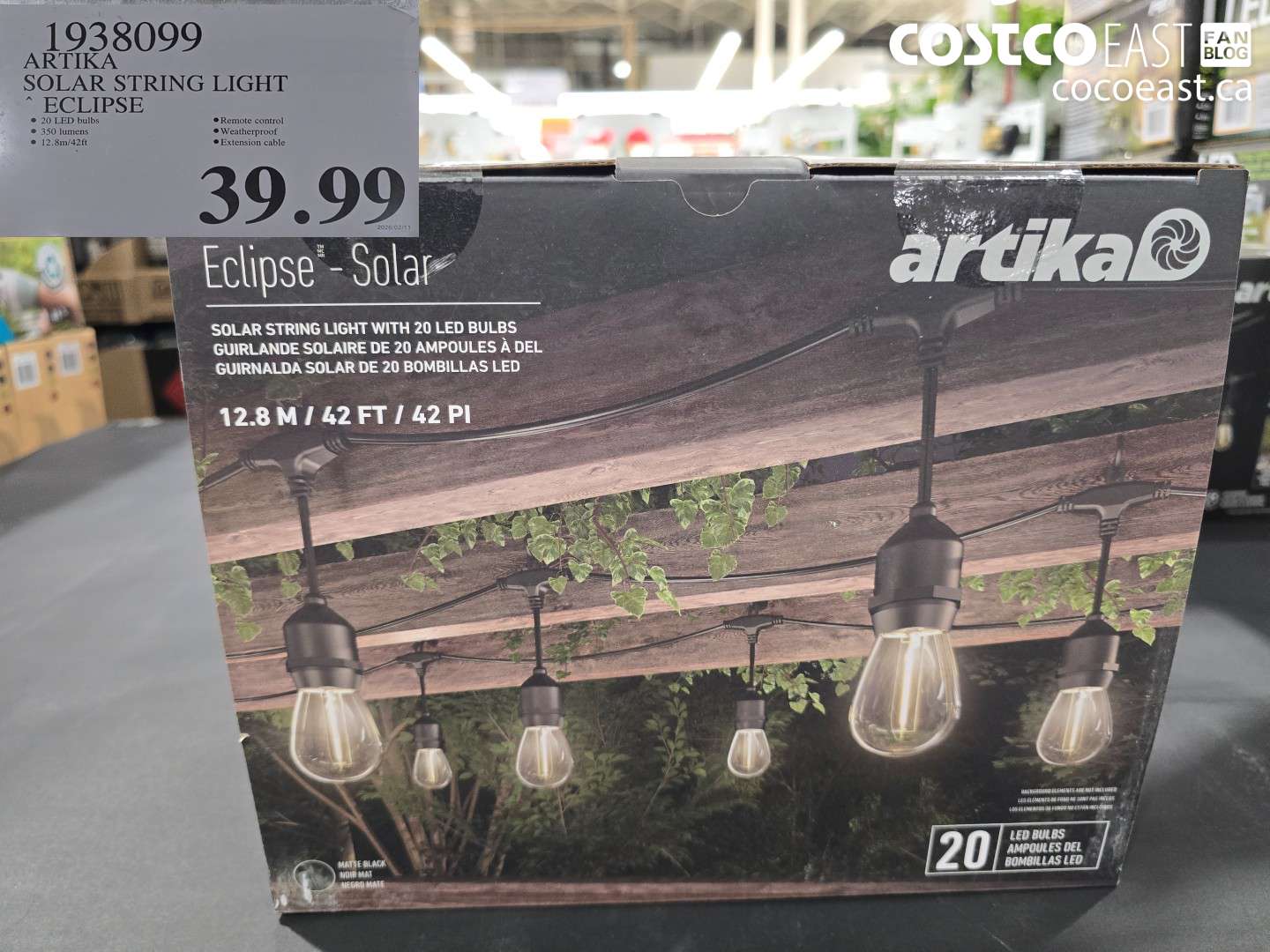 1938099 ARTIKA SOLAR STRING LIGHT ECLIPSE $39.99