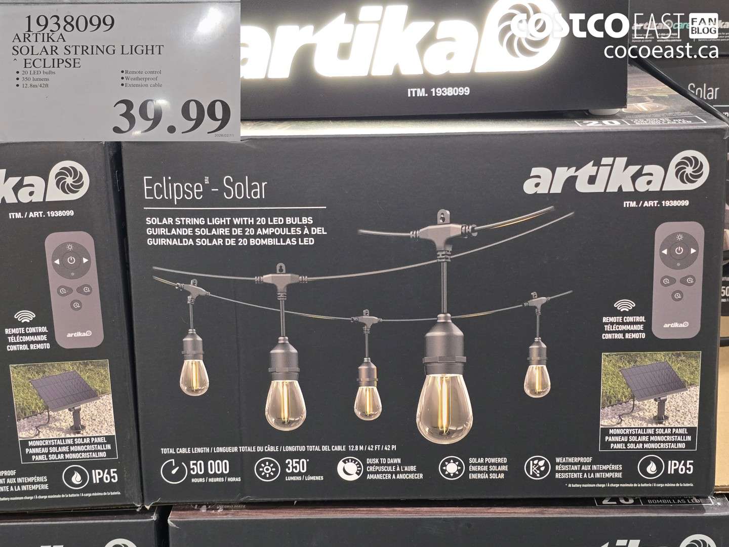 1938099 ARTIKA SOLAR STRING LIGHT ECLIPSE $39.99