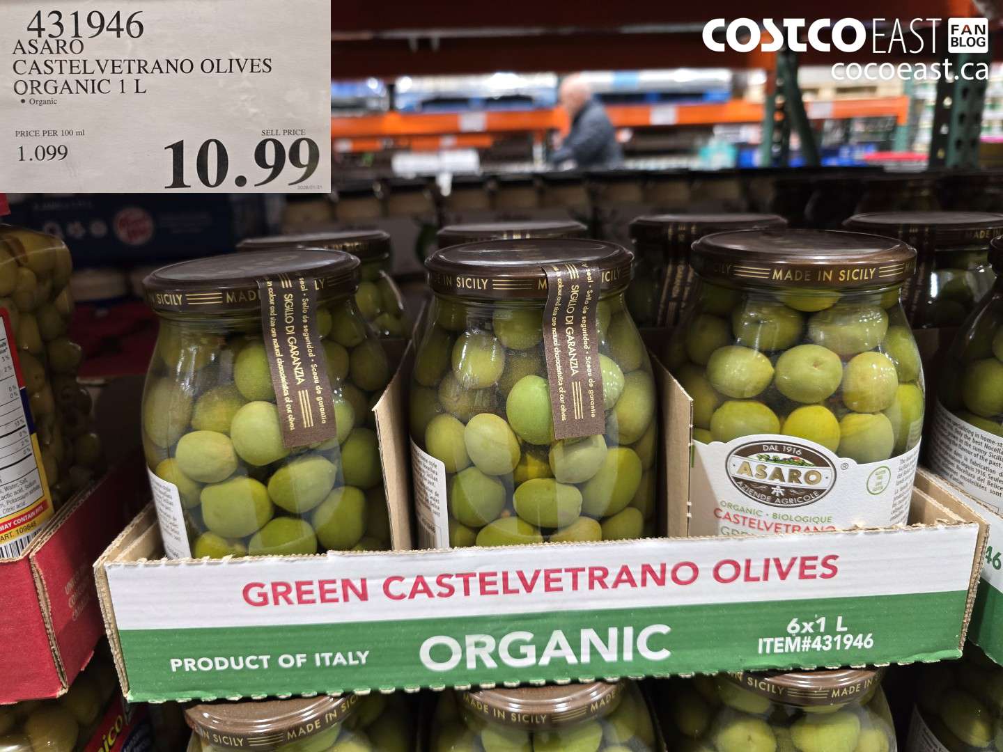 431946 ASARO CASTELVETRANO OLIVES ORGANIC 1 L $10.99