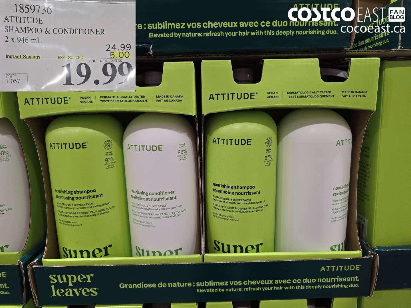 1859736 ATTITUDE SHAMPOO + CONDITIONER 2 x 946 mL ($5.00 INSTANT SAVINGS EXPIRES ON 2026-02-15) $19.99