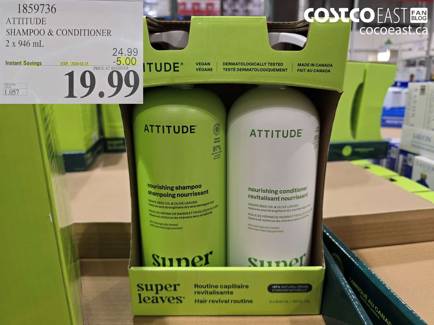 1859736 ATTITUDE SHAMPOO & CONDITIONER 2 x 946 ml ($5.00 INSTANT SAVINGS EXPIRES ON 2026-02-15) $19.99