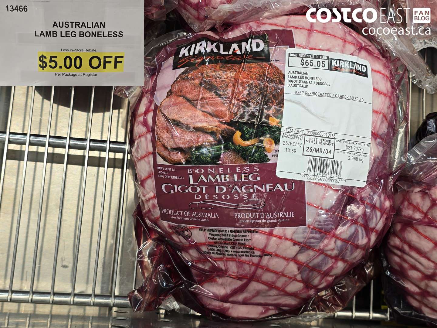 13466 AUSTRALIAN LAMB LEG BONELESS ($5.00 INSTANT SAVINGS)