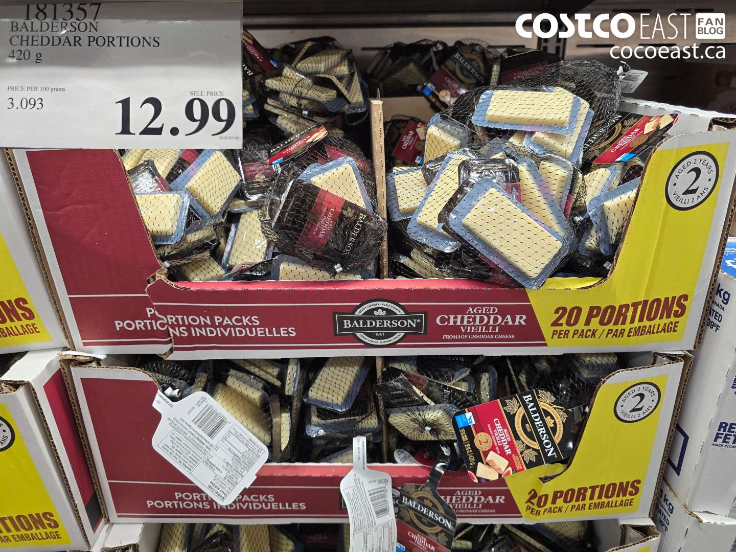 181357 BALDERSON CHEDDAR PORTIONS 420 G $12.99