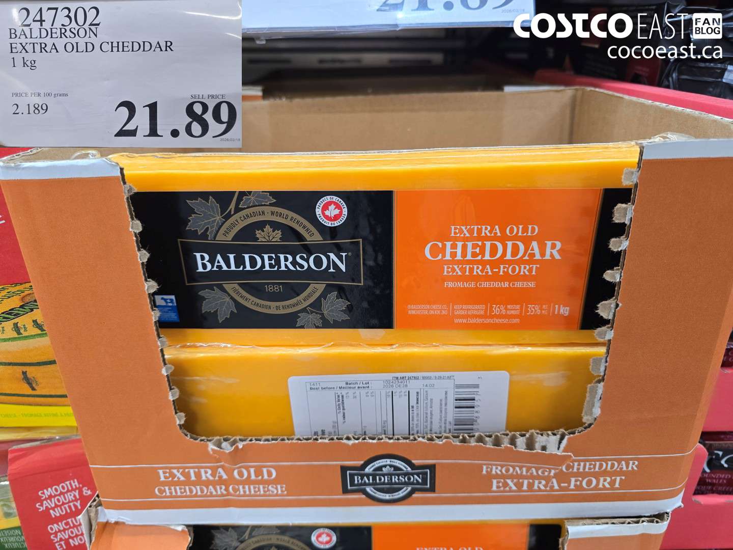 247302 BALDERSON EXTRA OLD CHEDDAR 1 KG $21.89