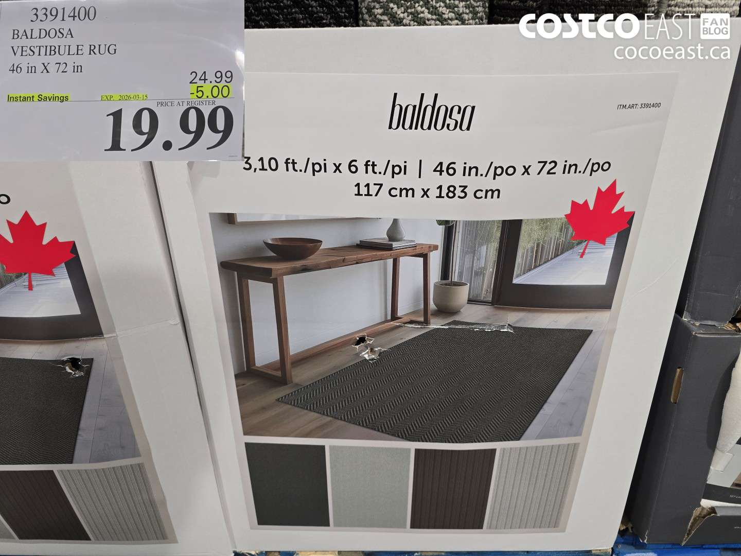 3391400 BALDOSA VESTIBULE RUG ($5.00 INSTANT SAVINGS EXPIRES ON 2026-03-15) $19.99