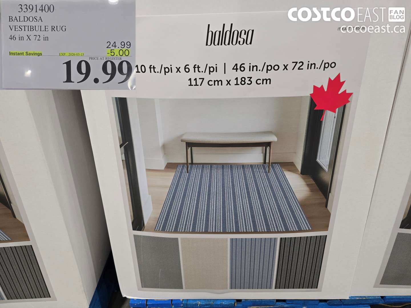 3391400 BALDOSA VESTIBULE RUG 46 in X 72 in ($5.00 INSTANT SAVINGS EXPIRES ON 2026-03-15) $19.99