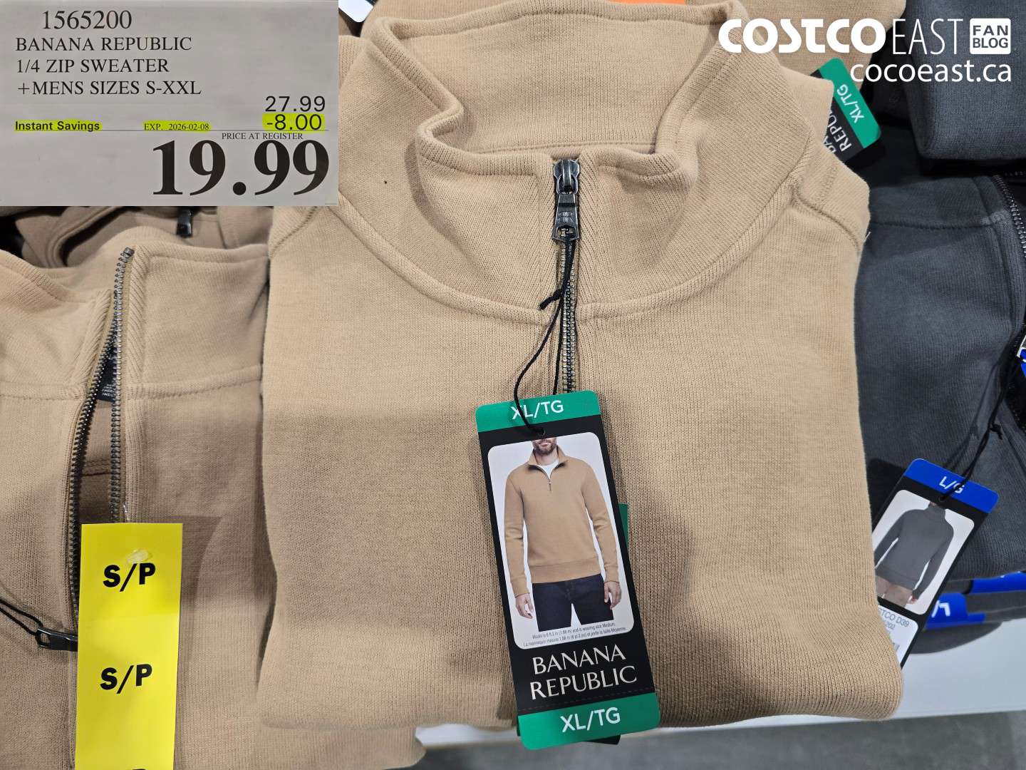 1565200 BANANA REPUBLIC 1/4 ZIP SWEATER + MENS SIZES S-XXL ($8.00 INSTANT SAVINGS EXPIRES ON 2026-02-08) $19.99