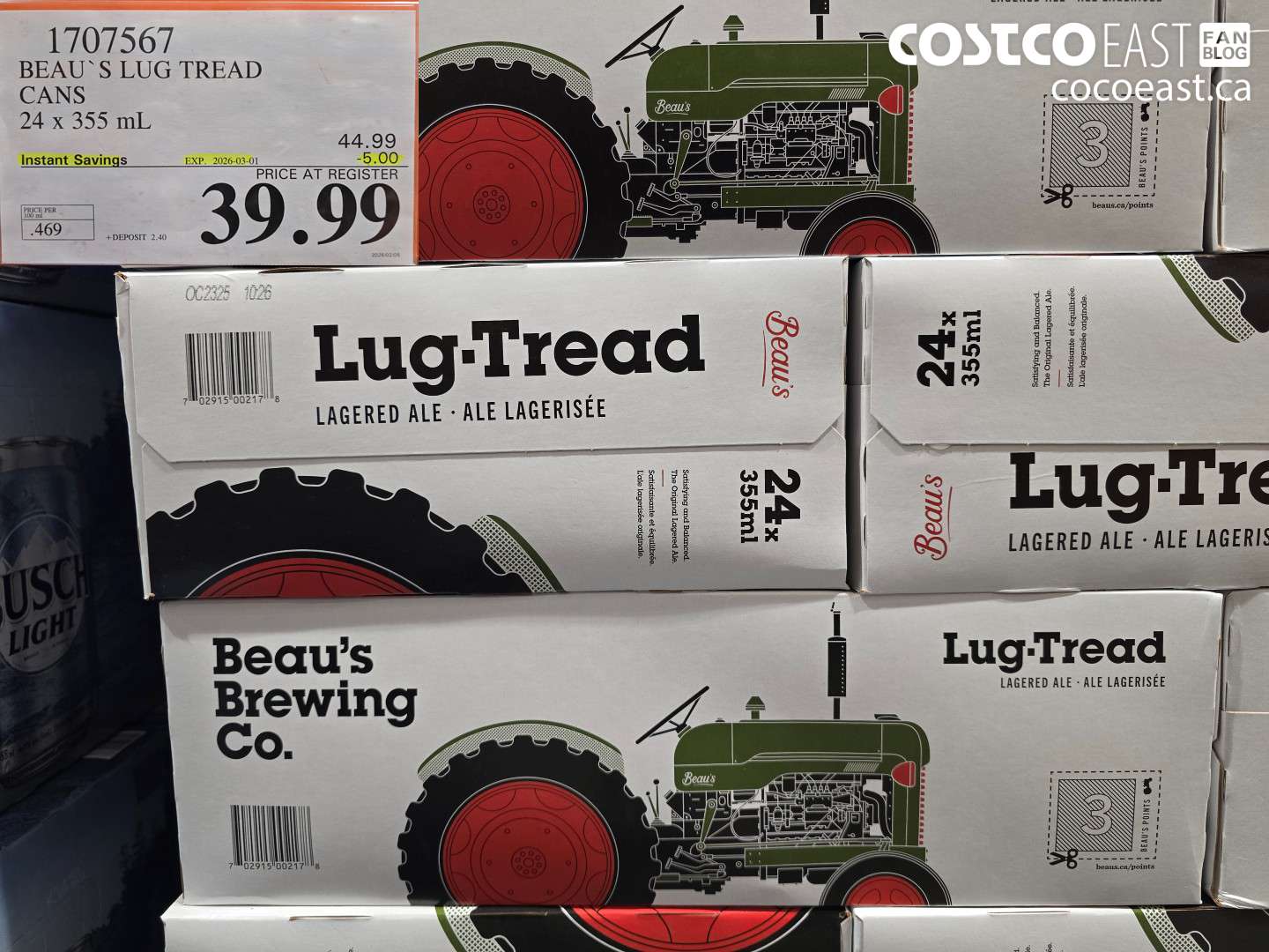 1707567 BEAU'S LUG TREAD CANS 24 x 355 mL ($5.00 INSTANT SAVINGS EXPIRES ON 2026-03-01) $39.99