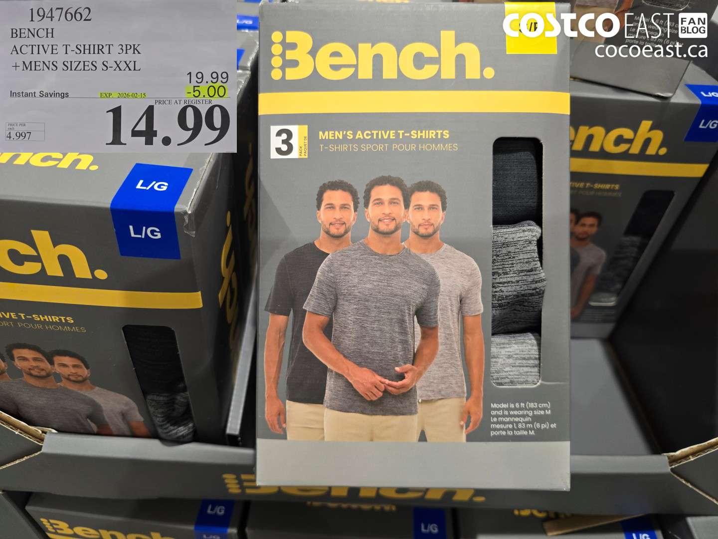 1947662 BENCH ACTIVE T-SHIRT 3PK +MENS SIZES S-XXL ($5.00 INSTANT SAVINGS EXPIRES ON 2026-02-15) $14.99
